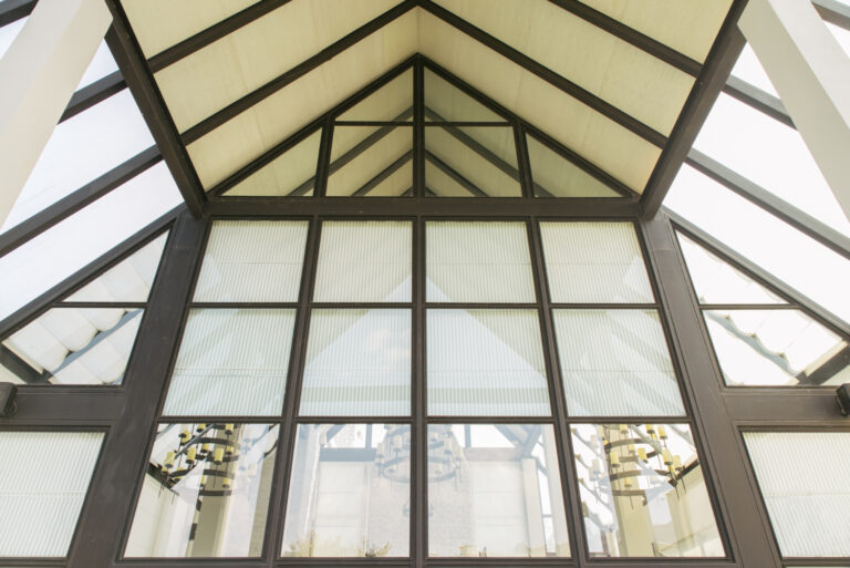 Glass work and roofing structure